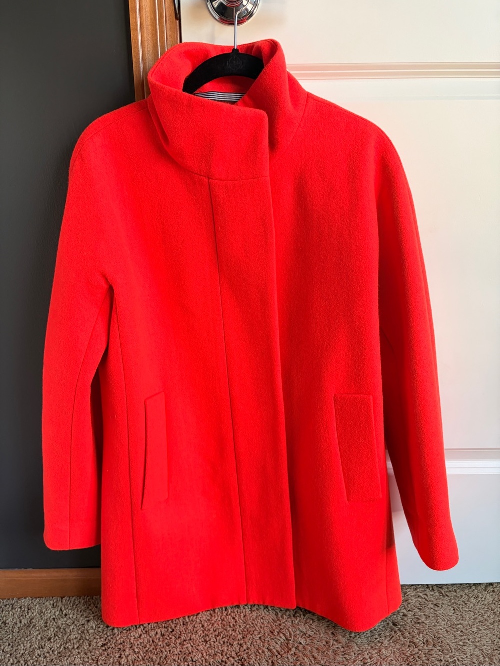 J. Crew Women's Bright Red Stand-Collar Pea Coat